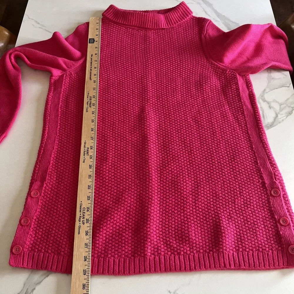 Talbots Cuff Neck Knit Pullover Sweater Dark Pink 3-Button Side Women's Plus 1X